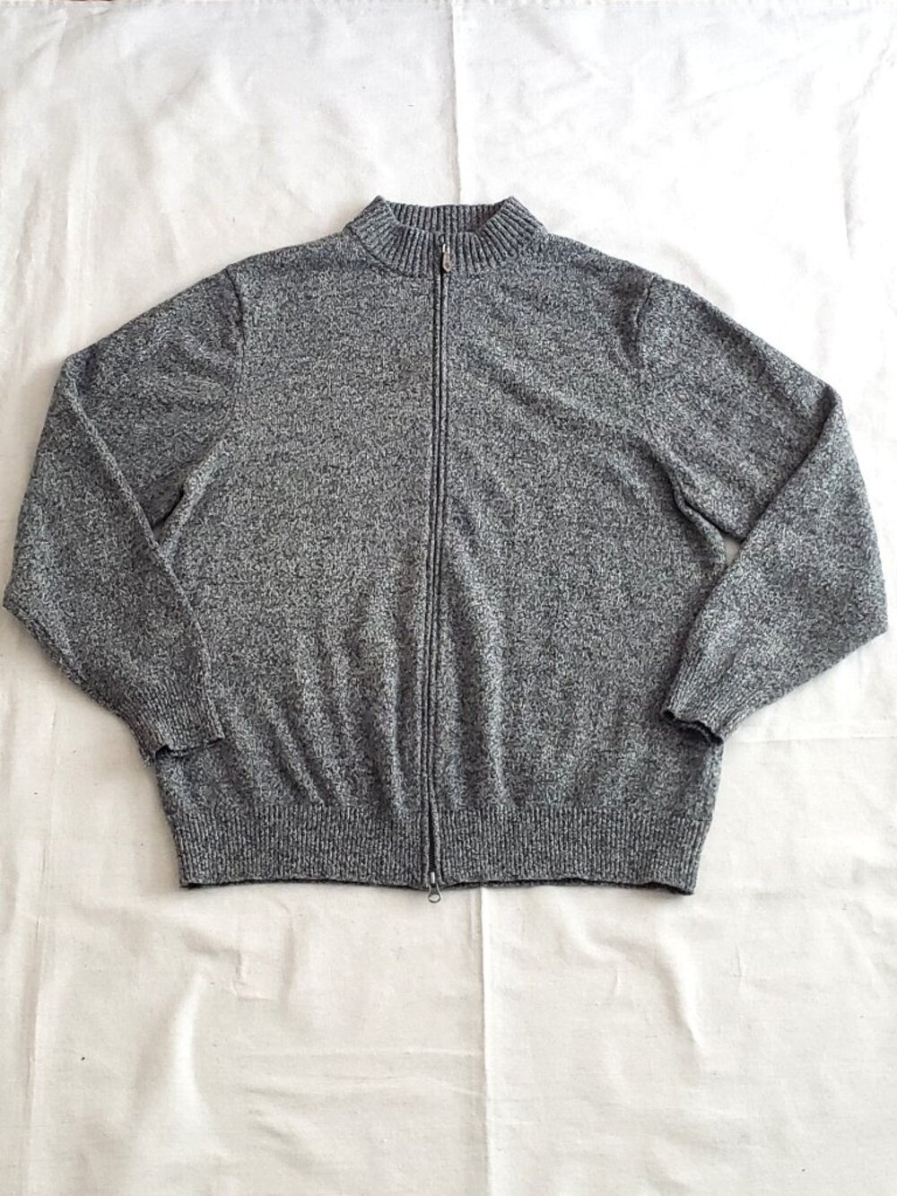 Donald Ross Men's XL Gray 80% Lambswool Full Zip Sweater Cardigan Jacket